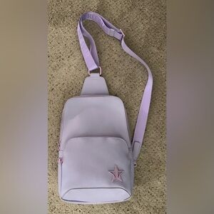 JeffreeStar: Shoulder, sling bag, lavender color, 2 pockets, adjustable straps